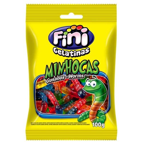 Balas de Gelatina Fini Minhocas 100g
