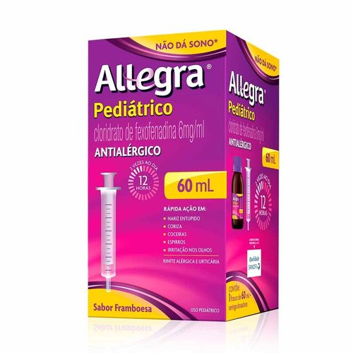 Allegra 6mg/ml com Copo Dosador Suspensão de Uso Oral Sabor Framboesa 60ml