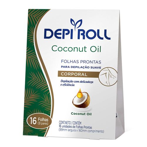Folhas Depilatórias Corporais Óleo de Coco Depi Roll com 16 Unidades