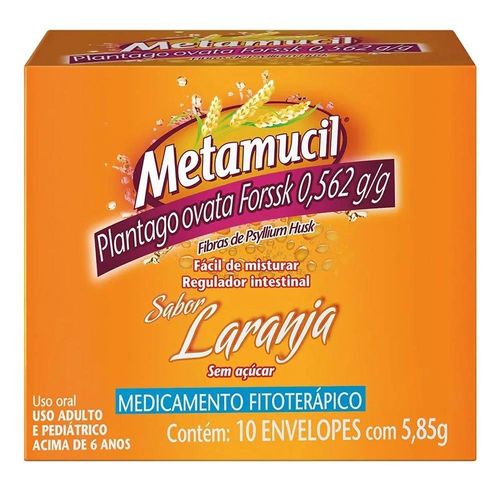 Metamucil Sachê Sabor Laranja com 10 Envelopes com 5,85g