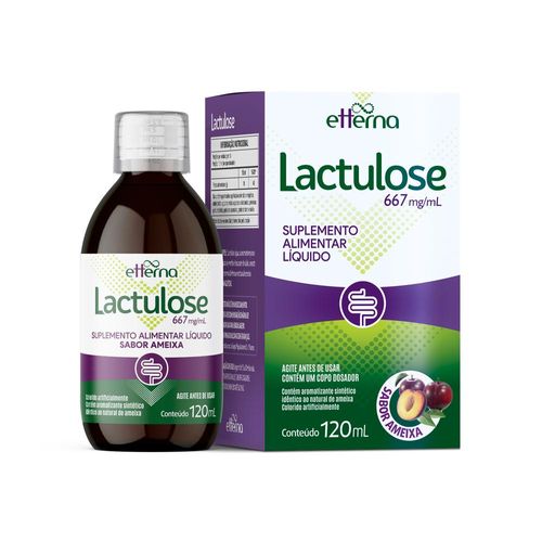 Lactulose 667mg/ml Etterna Sabor Ameixa Suplemento Alimentar Líquido 120ml