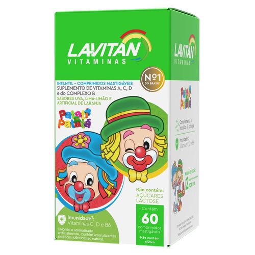 Suplemento Vitamínico Infantil Lavitan Kids com 60 Comprimidos Mastigáveis