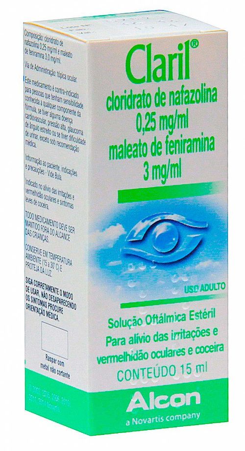 Claril 0,25mg/ml + 3mg/ml Solução de Uso Oftálmico Frasco Gotejador 15ml