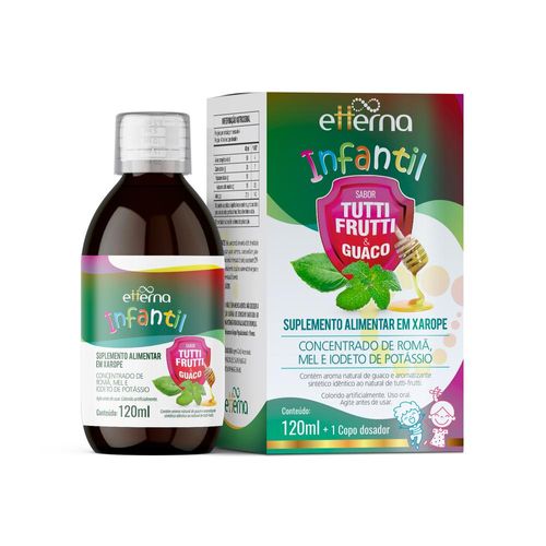 Concentrado de Romã Mel e Iodeto de Potássio Etterna Sabor Tutti-Frutti e Guaco com Copo Dosador Xarope Infantil 120ml