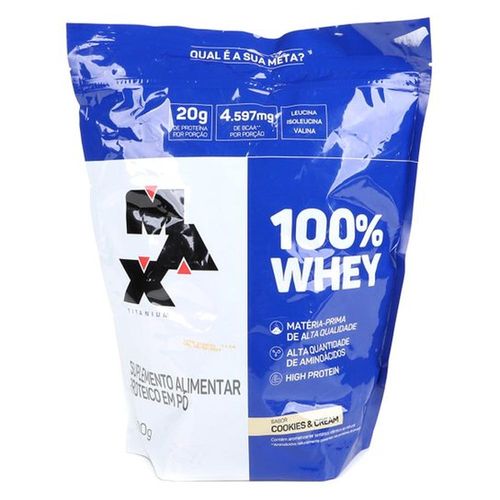 Refil 100% Whey Ganho de Massa Sabor Cookies & Cream Max Titanium 900g