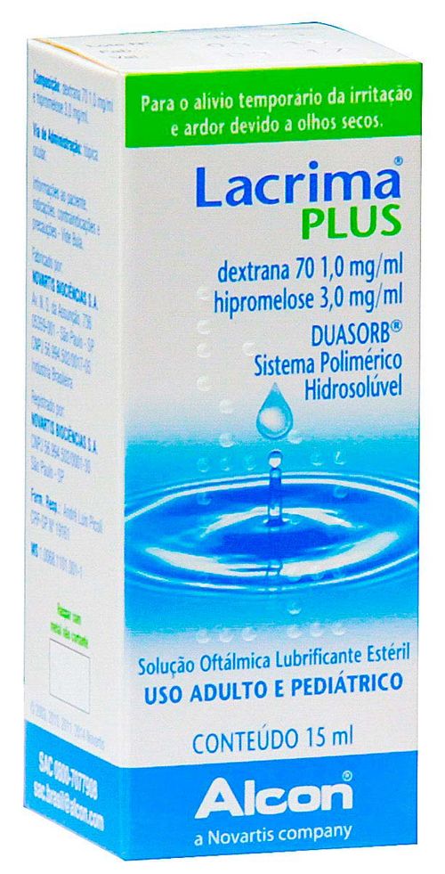 Lacrima Plus 1mg/ml + 3mg/ml Solução de Uso Oftálmico Frasco Gotejador 15ml
