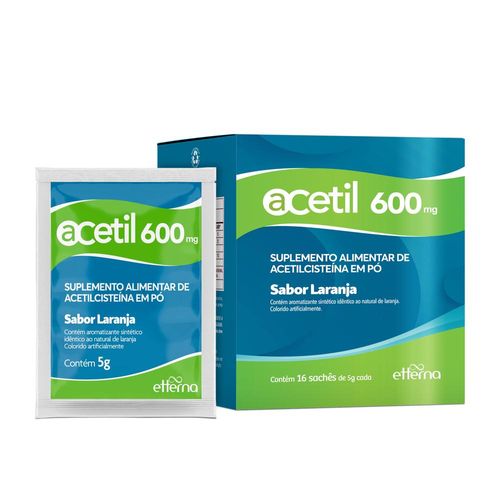 Acetil 600mg Sabor Laranja Etterna com 16 Sachês com 5g