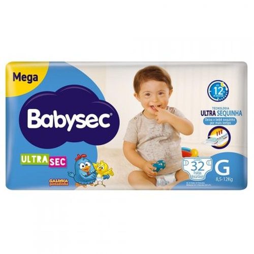 Fralda Babysec Galinha Pintadinha G com 32 Unidades