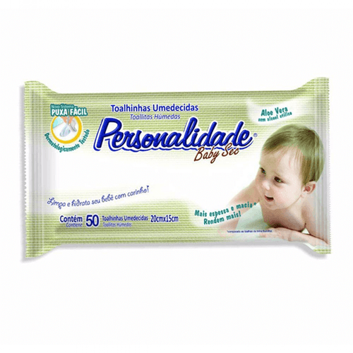 Toalhas Umedecidas Baby Personalidade com 50 Unidades