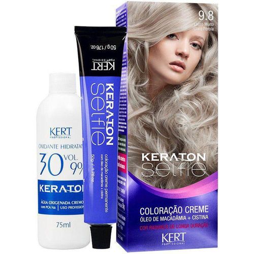 Keraton Selfie Creme Coloração Individual 9.8 Louro Muito Claro Pérola 50g
