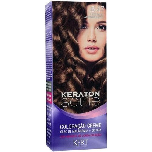 Coloração Creme Cor Nº 6.47 Louro Escuro Acobreado Marrom Keraton Selfie com 1 Unidade