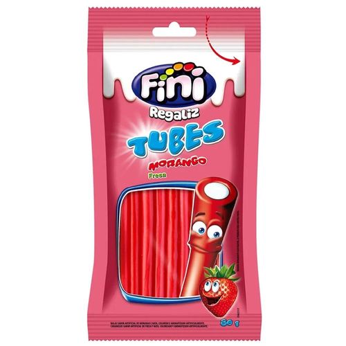 Balas de Gelatina Fini Tubes Morango 80g