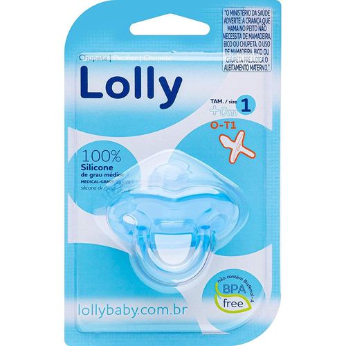 Chupeta Azul Lolly Tamanho 1 com 1 Unidade