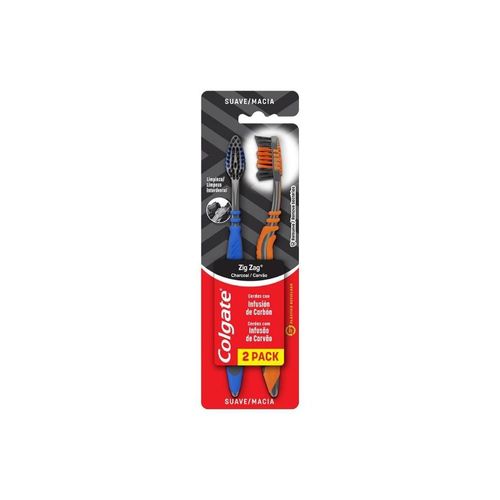 Escova Dental Colgate Zig Zag Carvão com 2 Unidades