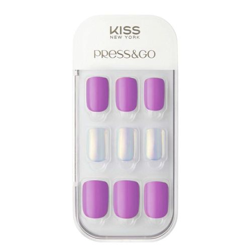 Unhas Autocolantes Kiss New York Press&Go Cool Purple com 30 Unidades