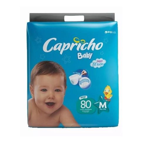 Fraldas Descartáveis Capricho Baby M com 80 Unidades