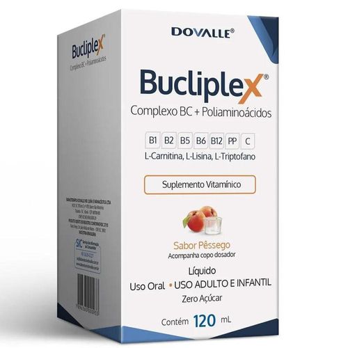 Bucliplex Complexo BC + Poliaminoácidos Sabor Pêssego Solução Oral 120ml