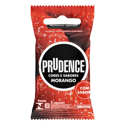 Preservativo Prudence Cores e Sabores Morango com 3 Unidades