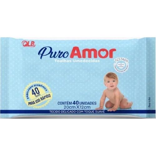 Toalha Umedecidas Puro Amor com 40 Unidades