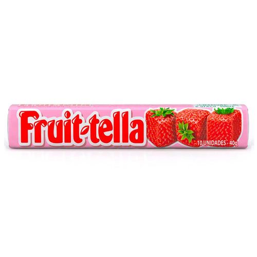 Balas Mastigável Fruit-Tella Sabor Morango com 10 Unidades com 40g