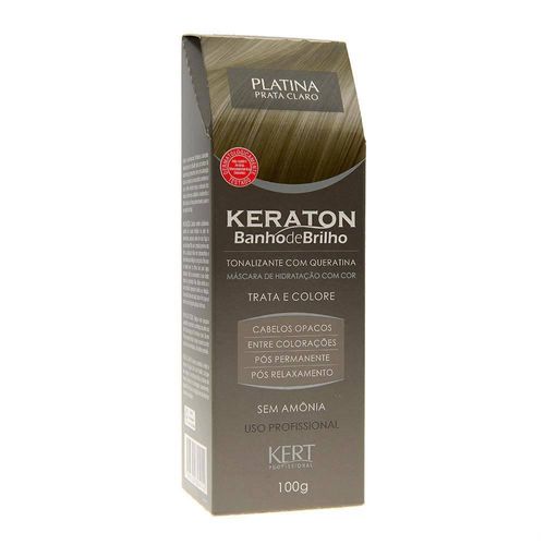 Tonalizante com Queratina Keraton Banho de Brilho Platina Prata Claro Kert Profissional 100g