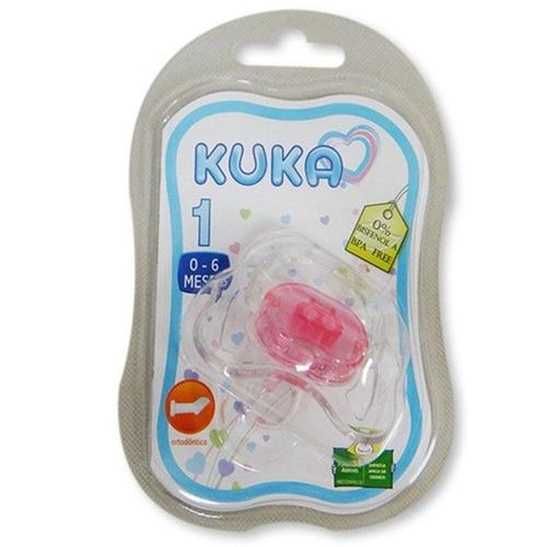 Chupeta Kuka Cristal Color Ortodôntica Tamanho 1 Rosa com 1 Unidade