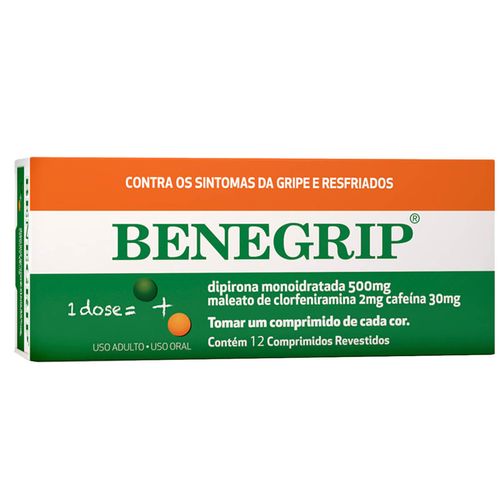 Benegrip 500mg + 30mg + 2mg com 12 Comprimidos Revestidos