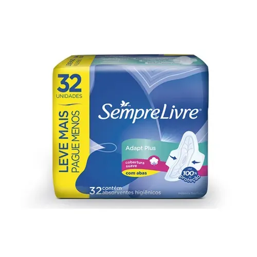 Absorvente Sempre Livre Adapt Plus Abas com 32 Unidades