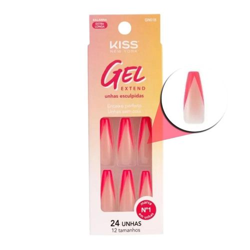 Unhas Postiças Kiss New York Gel Extend Bailarina com 24 Unidades