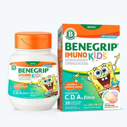 Benegrip Imuno Kids com 30 Comprimidos Mastigáveis