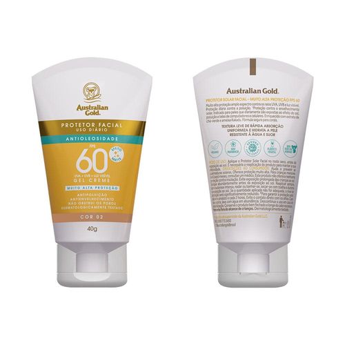 Creme Protetor Solar Facial Australian Gold Antioleosidade FPS 60 Cor 02 40g