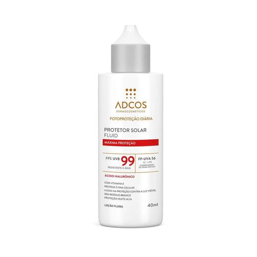 Protetor Solar Facial FPS 99 Adcos Aqua Fluid Máxima Proteção com Ácido Hialurônico Incolor 40ml