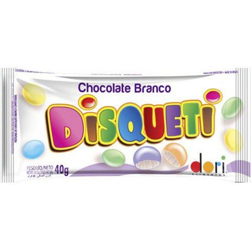 Disquete Confeito de Sabor Chocolate Branco 40g