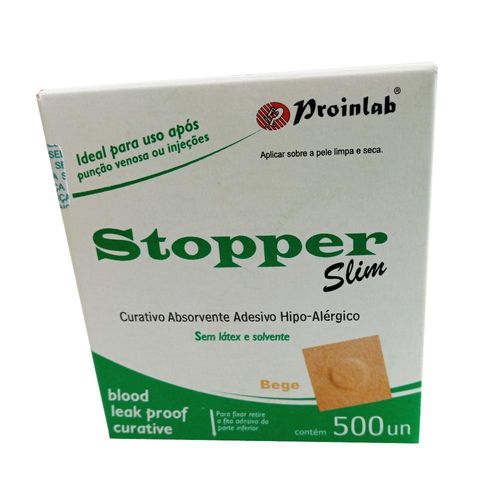 Stopper Curativo Absorvente Adesivo Hipo Alérgico Bege Slim com 500 Unidades