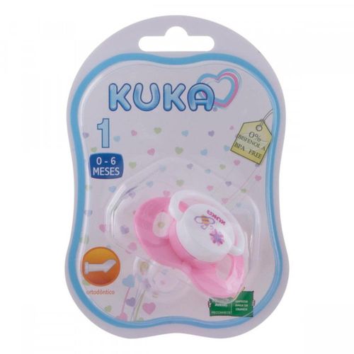 Chupeta Kuka Decorada Plus Ortodôntico Fase 1 Rosa com 1 Unidade