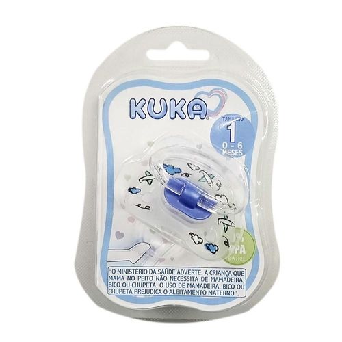 Chupeta Kuka Premium Tamanho Nº 1 Ortodôntica Silicone Azul com 1 Unidade