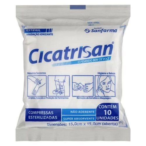 Compressa Nao Aderente Esteril Cicatrisan com 10 Unidades