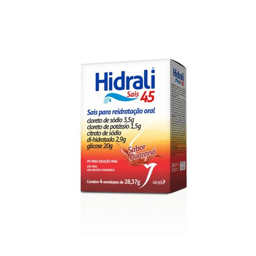 Hidrali Sais 45 Sabor Guaraná com 4 Envelopes com 28,37g