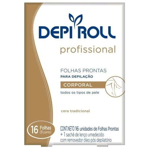 Folhas Depilatórias Corporais Pronta Depi Roll tradicional com 16 Unidades