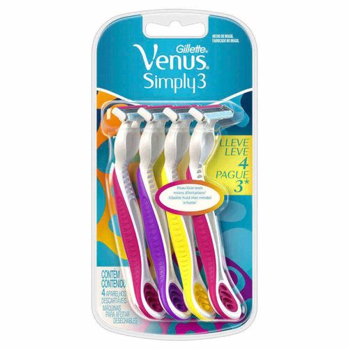 Depiladores Descartáveis Gillette Venus Suave com 4 Unidades