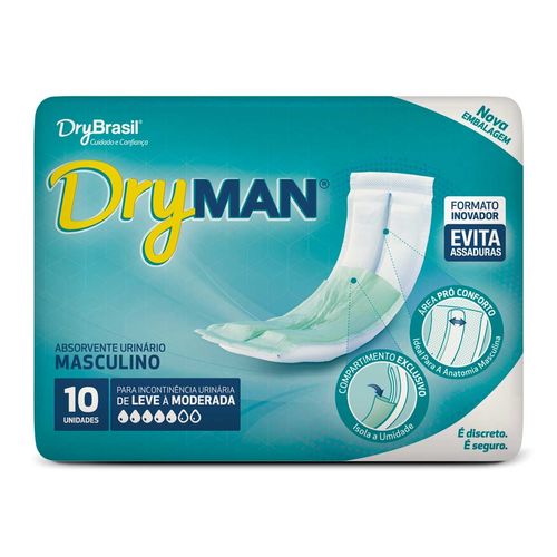 Absorvente Masculino Urinário Geriátrico Dryman com 10 Unidades