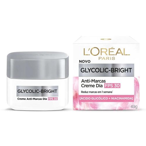 Creme Facial Anti-Marcas Dia L'Oréal Paris Glycolic Bright FPS 30 49g