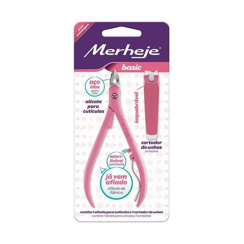 Kit Merheje Basic com 1 Alicate Cuticula + 1 Cortador Rosa