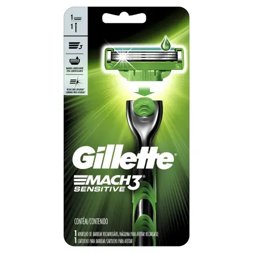 Aparelho de Barbear Gillette Mach3 Sensitive com 1 Unidade