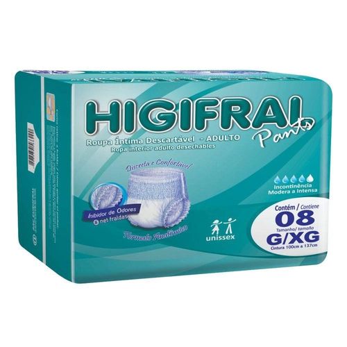Fralda Geriatrica Higifral Pants G/XG com 8 Unidades