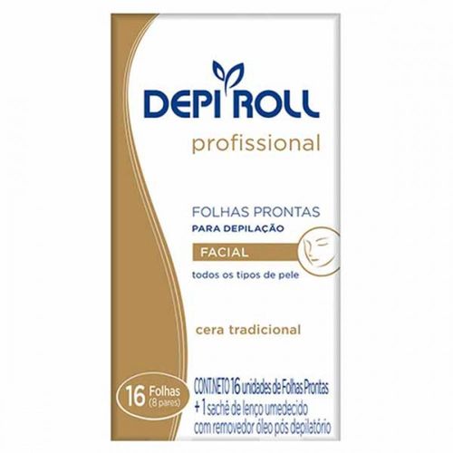Lenços para Depilação Facial Depi Roll Tradicional com 16 Unidades