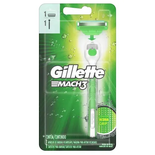 Aparelho de Barbear Gillette Mach3 Acqua Grip com 1 Unidade