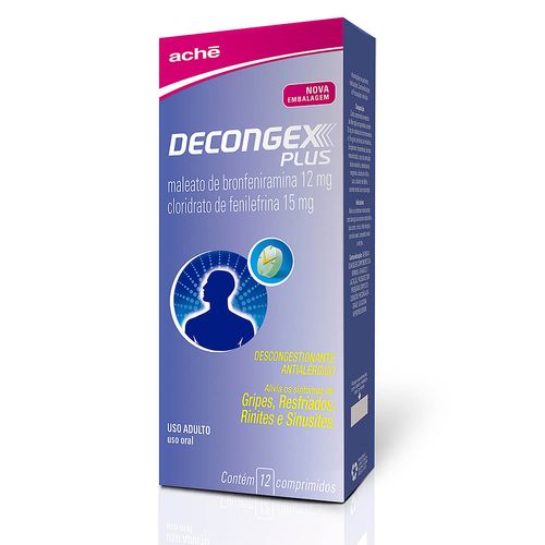 Decongex Plus 12mg + 15mg com 12 Comprimidos Revestidos de Liberação Prolongada