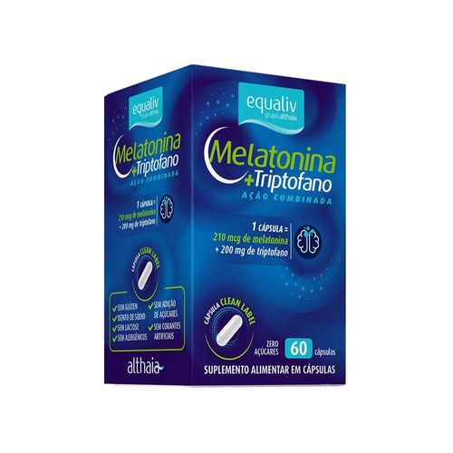 Equaliv Melatonina 0,21mg + Triptofano 200mg com 60 Cápsulas