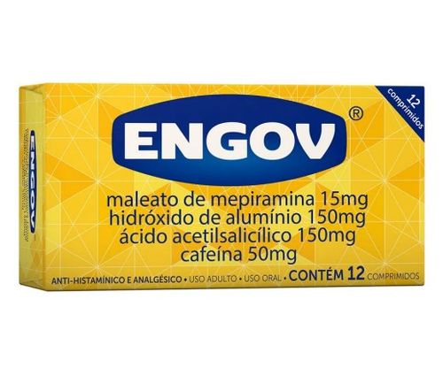 Engov 15mg + 150mg +150mg + 50mg com 12 Comprimidos